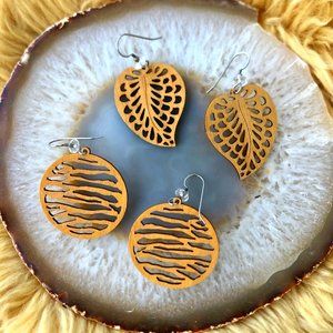 Boho Woodcut earrings bundle